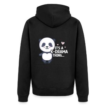 Panda K-Drama - Veste à capuche bio Premium Unisexe - noir - Dos - Nico (187cm)