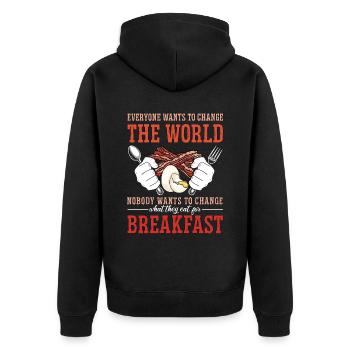 Vegan Chef Everyone Wants To Change The Vegan Life - Unisex Premium Organic Zip Hoodie - black - Back - Nico (187cm)