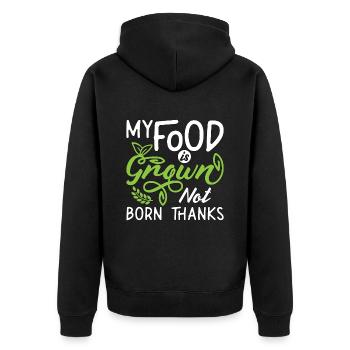Chef végétalien Ma nourriture est cultivée Légumes Chefs végétaliens - Veste à capuche bio Premium Unisexe - noir - Dos - Nico (187cm)