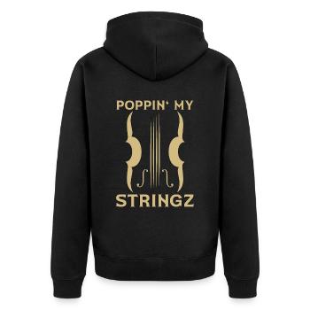 Violin Poppin' My Stringz Violin Player Violinist - Unisex Premium Bio Zip Hoodie - Schwarz - Hinten - Nico (187cm)