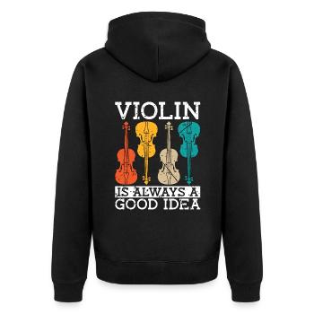 Violin Is Always A Retro Classical Music Violinist - Unisex Premium Organic Zip Hoodie - black - Back - Nico (187cm)