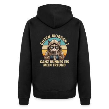 Bonjour Glace très mince - chat - Veste à capuche bio Premium Unisexe - noir - Dos - Nico (187cm)