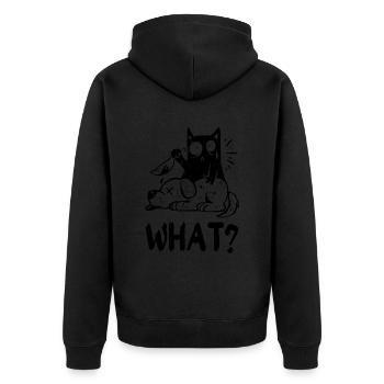 Quoi? Chat noir meurtrier avec couteau - Veste à capuche bio Premium Unisexe - noir - Dos - Nico (187cm)