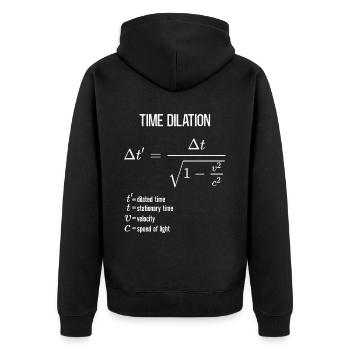 Dilatation temporelle de la relativité restreinte - Veste à capuche bio Premium Unisexe - noir - Dos - Nico (187cm)