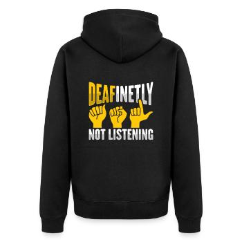 ASL Hand Gestures Deaf Hearing Loss Awareness - Unisex Premium Organic Zip Hoodie - black - Back - Nico (187cm)