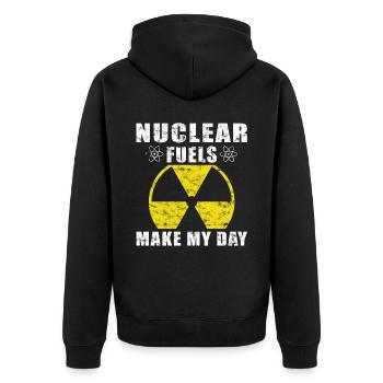 Kernkraft - Stolzer Nuklearingenieur - Unisex Premium Bio Zip Hoodie - Schwarz - Hinten - Nico (187cm)