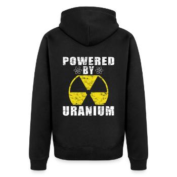 Kernkraft - Stolzer Nuklearingenieur - Unisex Premium Bio Zip Hoodie - Schwarz - Hinten - Nico (187cm)