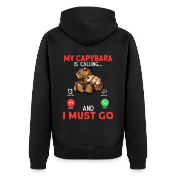 Mon capybara m’appelle et je dois partir - Veste à capuche bio Premium Unisexe - noir - Dos - Nico (187cm)