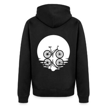Kreis und Reflexion - Radfahren - - Unisex Premium Bio Zip Hoodie - Schwarz - Hinten - Nico (187cm)