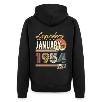 Legendary Since January 1954 Limited Edition - Unisex Premium Bio Zip Hoodie - Schwarz - Hinten - Nico (187cm)