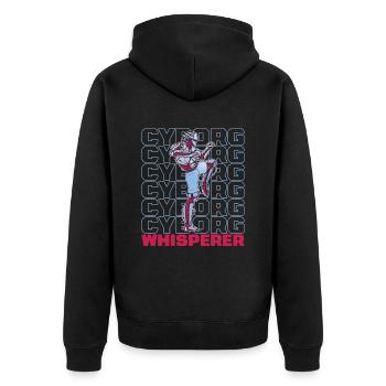 Robotik Ai Roboter Cyborg - Unisex Premium Bio Zip Hoodie - Schwarz - Hinten - Nico (187cm)