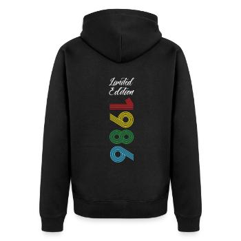 Limited Edition 1986 - Unisex Premium Organic Zip Hoodie - black - Back - Nico (187cm)
