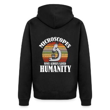 Biologie Biologe Mikroskop - Unisex Premium Bio Zip Hoodie - Schwarz - Hinten - Nico (187cm)