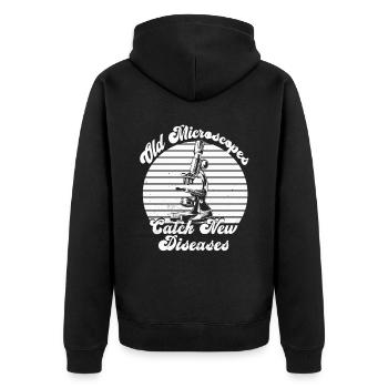 Biologie Biologe Mikroskop - Unisex Premium Bio Zip Hoodie - Schwarz - Hinten - Nico (187cm)