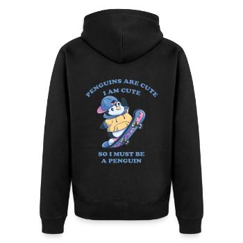 Skater Pinguin cool Skateboard Junge - Unisex Premium Bio Zip Hoodie - Schwarz - Hinten - Nico (187cm)