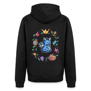 Kinder Drache Fabelwesen Märchen - Unisex Premium Bio Zip Hoodie - Schwarz - Hinten - Nico (187cm)