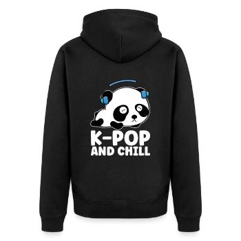 K-Pop Panda - Unisex Premium Organic Zip Hoodie - black - Back - Nico (187cm)