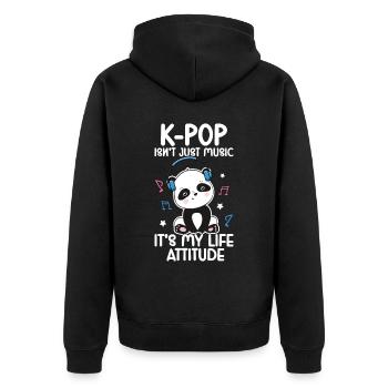 K-Pop Panda - Unisex Premium Organic Zip Hoodie - black - Back - Nico (187cm)