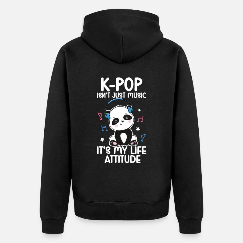 K-Pop Panda - Veste à capuche bio Premium Unisexe - noir