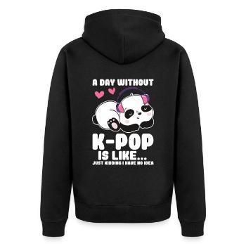 K-Pop Panda - Unisex Premium Organic Zip Hoodie - black - Back - Nico (187cm)