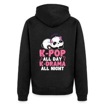 K-Pop Panda - Unisex Premium Organic Zip Hoodie - black - Back - Nico (187cm)