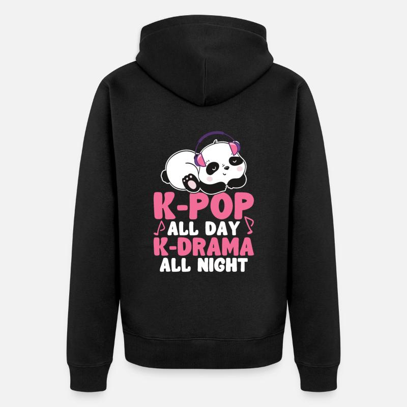K-Pop Panda - Unisex Premium Bio Zip Hoodie - Schwarz