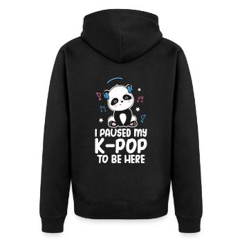 K-Pop Panda - Unisex Premium Organic Zip Hoodie - black - Back - Nico (187cm)