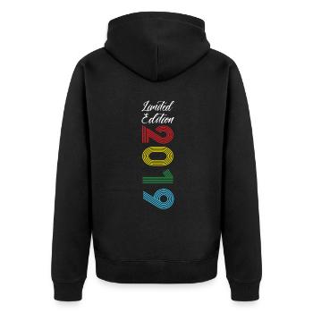 Limited Edition 2019 - Unisex Premium Bio Zip Hoodie - Schwarz - Hinten - Nico (187cm)