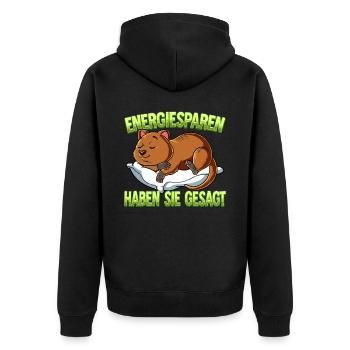 Energiesparen Haben Sie Gesagt Quokka - Unisex Premium Bio Zip Hoodie - Schwarz - Hinten - Nico (187cm)