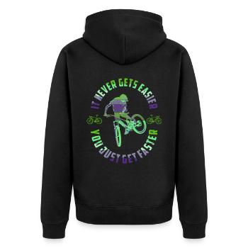 Unnamed Project 70 - Unisex Premium Organic Zip Hoodie - black - Back - Nico (187cm)