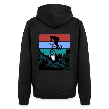 Unnamed Project 85 - Unisex Premium Organic Zip Hoodie - black - Back - Nico (187cm)