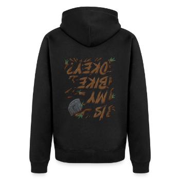 Unnamed Project 43 - Unisex Premium Organic Zip Hoodie - black - Back - Nico (187cm)