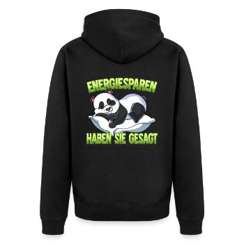 Energiesparen Haben Sie Gesagt Panda - Unisex Premium Bio Zip Hoodie - Schwarz - Hinten - Nico (187cm)