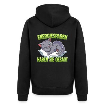 Energiesparen Haben Sie Gesagt Katze - Unisex Premium Bio Zip Hoodie - Schwarz - Hinten - Nico (187cm)