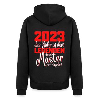 Master 2023 Abschluss Studium Spruch Legende - Unisex Premium Bio Zip Hoodie - Schwarz - Hinten - Nico (187cm)