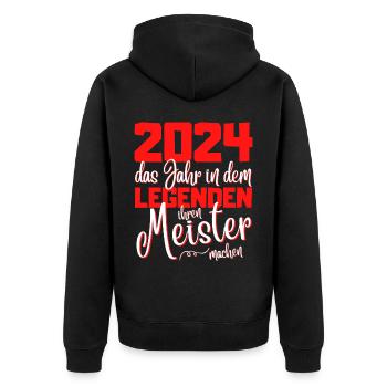 Meister 2024 Abschluss - Das Legende - Unisex Premium Bio Zip Hoodie - Schwarz - Hinten - Nico (187cm)