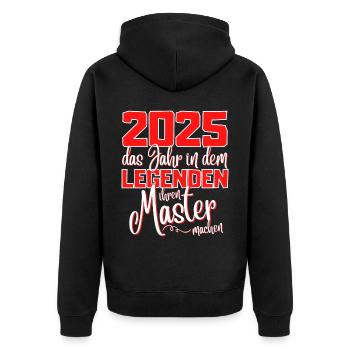 Master 2025 Abschluss Studium Spruch Legende - Unisex Premium Bio Zip Hoodie - Schwarz - Hinten - Nico (187cm)