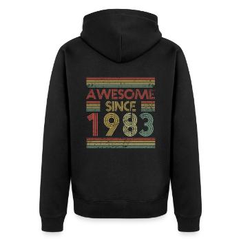 40 ans né en 1983 rétro 40e anniversaire - Veste à capuche bio Premium Unisexe - noir - Dos - Nico (187cm)
