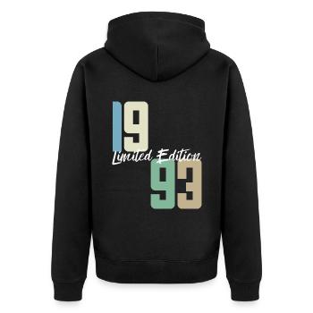 30 ans né en 1993 rétro 30e anniversaire - Veste à capuche bio Premium Unisexe - noir - Dos - Nico (187cm)