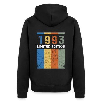 30 ans né en 1993 rétro 30e anniversaire - Veste à capuche bio Premium Unisexe - noir - Dos - Nico (187cm)