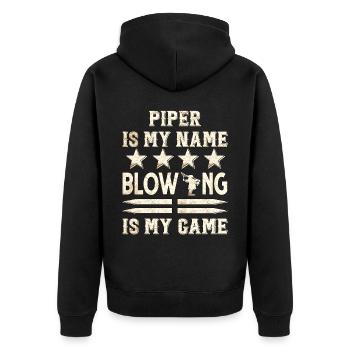 Dudelsack Kilt Schottisch Schlag Dudelsackspieler - Unisex Premium Bio Zip Hoodie - Schwarz - Hinten - Nico (187cm)