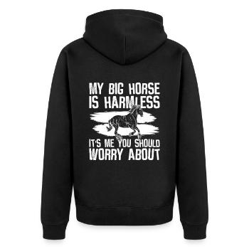 Clydesdale Reiter Pferd - Veste à capuche bio Premium Unisexe - noir - Dos - Nico (187cm)