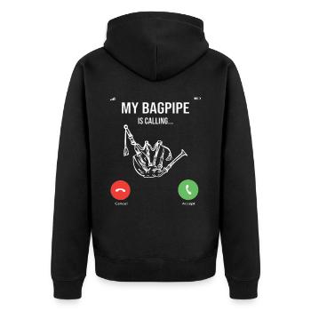 Dudelsack Kilt Schottisch Schlag Dudelsackspieler - Unisex Premium Bio Zip Hoodie - Schwarz - Hinten - Nico (187cm)