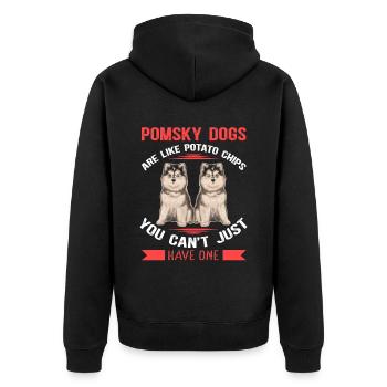 Pomsky Dog Pomskies Dog Owner Gift - Unisex Premium Organic Zip Hoodie - black - Back - Nico (187cm)