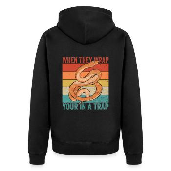 Königspython Banana Ball Python - Unisex Premium Organic Zip Hoodie - black - Back - Nico (187cm)