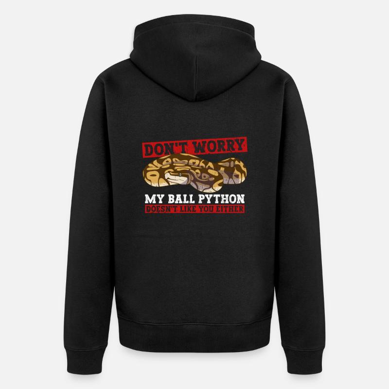 Königspython Bananenkugel Python - Unisex Premium Bio Zip Hoodie - Schwarz