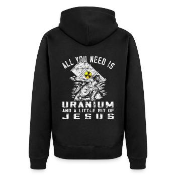 Kernkraft - Stolzer Nuklearingenieur - Unisex Premium Bio Zip Hoodie - Schwarz - Hinten - Nico (187cm)