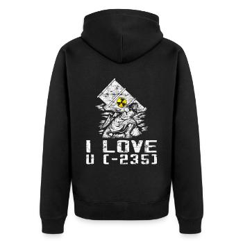 Kernkraft - Stolzer Nuklearingenieur - Unisex Premium Bio Zip Hoodie - Schwarz - Hinten - Nico (187cm)