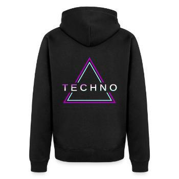 Techno House Party EDM Festival Goa Electro Rave - Unisex Premium Bio Zip Hoodie - Schwarz - Hinten - Nico (187cm)