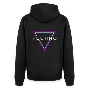 Techno House Party EDM Festival Goa Electro Rave - Unisex Premium Bio Zip Hoodie - Schwarz - Hinten - Nico (187cm)